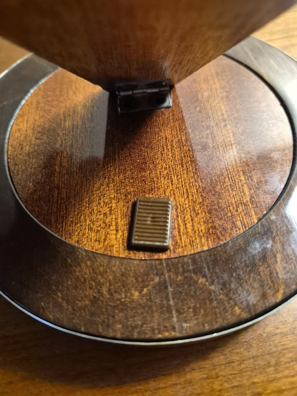Vintage 80's Three Tone Round Picture Frame With Mahogany Wooded Back